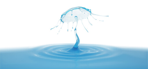 Blue water splash. Isolated on white background. 3D illustration.