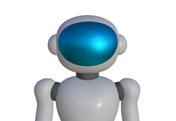 Futuristic Humanoid robot on white background, PNG Transparent Background,  3D Rendering Image.	
