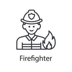 Firefighter vector outline Icon Design illustration. Miscellaneous Symbol on White background EPS 10 File