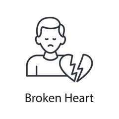 Broken Heart vector outline Icon Design illustration. Miscellaneous Symbol on White background EPS 10 File