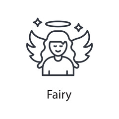 Fairy vector outline Icon Design illustration. Miscellaneous Symbol on White background EPS 10 File