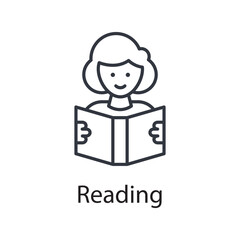 Reading vector outline Icon Design illustration. Miscellaneous Symbol on White background EPS 10 File