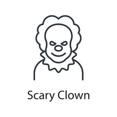 Scary Clown vector outline Icon Design illustration. Miscellaneous Symbol on White background EPS 10 File