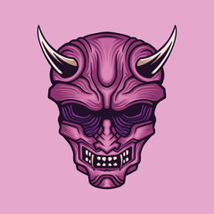 Obraz premium Purple oni demon head character mascot