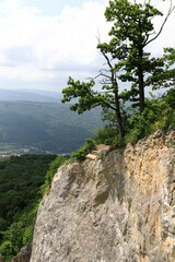 Landscape of rock of Una-koz ridge in Caucasus