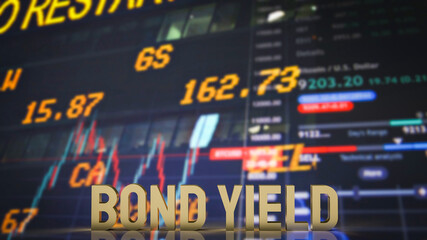 The bond yield gold text for business concept 3d rendering