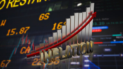 The gold inflation and chart for business concept 3d rendering