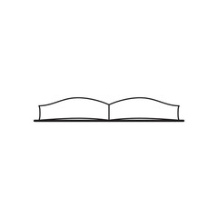 Open thick book outline, vector drawing

