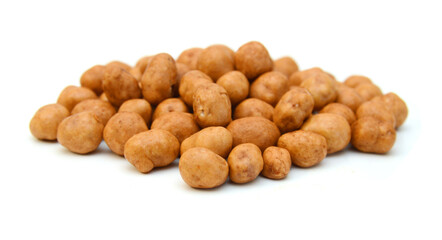 Processed peanuts isolated on white background
