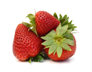 Fresh red ripe strawberry isolated on white, macro image 