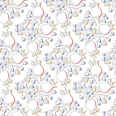 Black and white floral design elements. Seamless pattern coloring pages. Vector illustration
