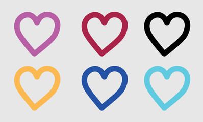 Set colorful shape heart icon, vector set heart shape, lovers on Valentines day
