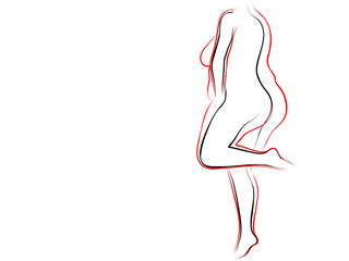 Vector conceptual fat overweight obese female vs slim fit healthy body after weight loss or diet with muscles thin young woman isolated. Fitness, nutrition or fatness obesity, health silhouette shape