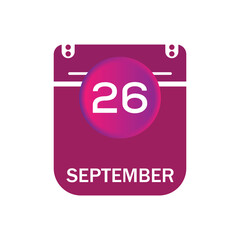 26 september, september calendar icon with date