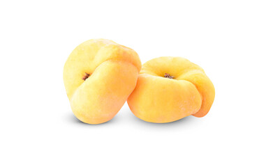 fresh yellow peach donut isolated on white background