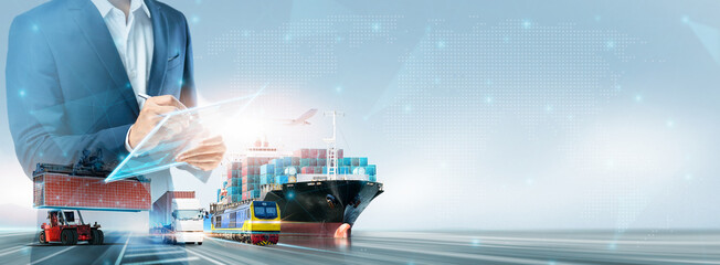 Global Business Network Distribution and Technology Digital Future of Cargo Containers Logistics...