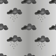 Beautiful storm clouds and rain on stormy sky background. Seamless background with painted clouds. Wallpaper for the children's room. Vector illustration with clouds.