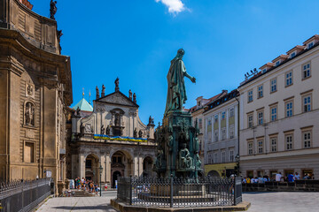 Fototapeta na wymiar Charles IV statue view in Prague City