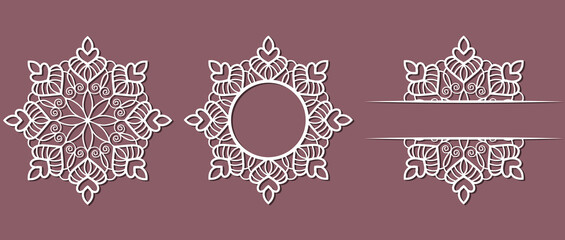 Big set of Christmas decorations - balls with a Santa Claus, deer, snowflake, candle, angel, snowman, gift, sock, Christmas tree, house. Template for laser cut. New Year theme. Vector illustration