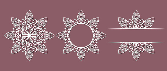 Big set of Christmas decorations - balls with a Santa Claus, deer, snowflake, candle, angel, snowman, gift, sock, Christmas tree, house. Template for laser cut. New Year theme. Vector illustration