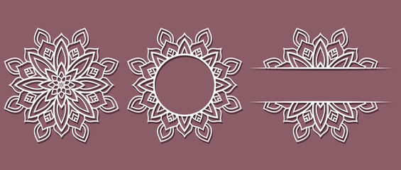 Big set of Christmas decorations - balls with a Santa Claus, deer, snowflake, candle, angel, snowman, gift, sock, Christmas tree, house. Template for laser cut. New Year theme. Vector illustration