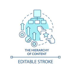 Hierarchy of content turquoise concept icon. Website. Mobile first design process abstract idea thin line illustration. Isolated outline drawing. Editable stroke. Arial, Myriad Pro-Bold fonts used