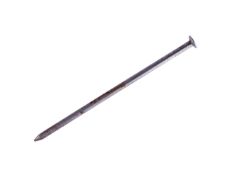 Plain old rusty nail isolated on transparent background