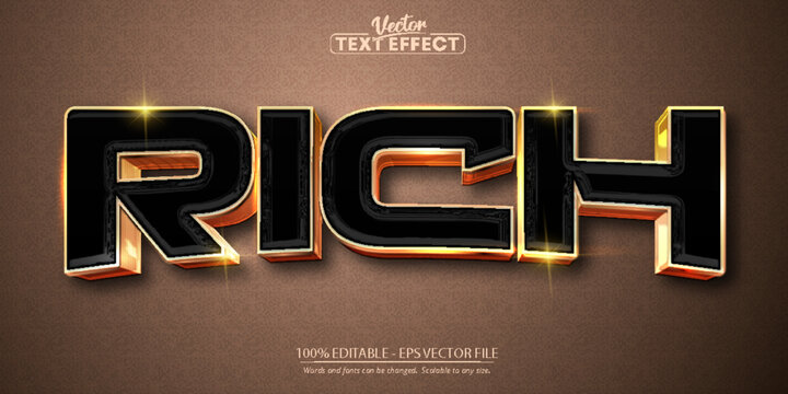 Editable text effect, luxury gold and black text style