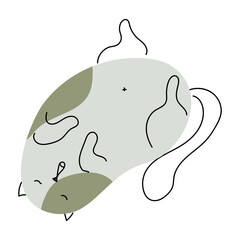 Funny cats in different poses. Simple kittens from spots and lines. Cute animal print. Vector illustration isolated on white background.