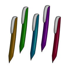 A set of colored school pens, vector cartoon
