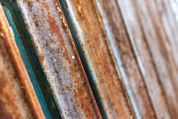 Texture pink blinds. Metal strips are rusty