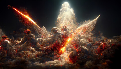 Fototapeta na wymiar battle of heaven and hell 