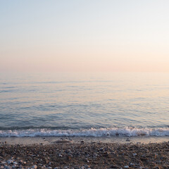 Combining sky and sea on the horizon, calm sea, relaxing beautiful landscape in pastel colors