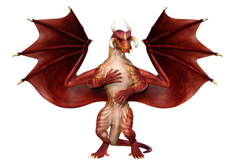 Fototapeta premium 3D Rendering Fairy Tale Dragon on White