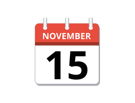 November, 15th calendar icon vector
