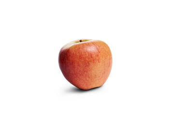 A juicy red apple isolated against a flat background.