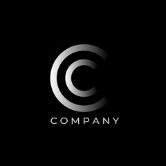 Obraz premium Minimal elegant monogram art logo. Outstanding professional trendy awesome artistic C C initial based Alphabet icon logo. Premium Business logo. White color on black background