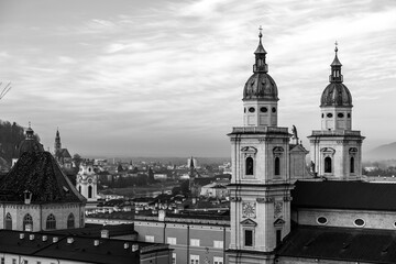 Naklejka premium Cityscape view of Salzburg from above, Austria