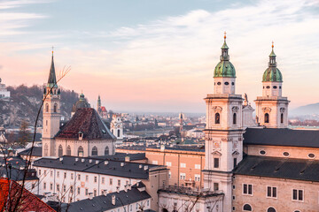 Cityscape view of Salzburg from above, Austria