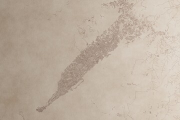 Map of Conakry (Guinea) on an old vintage sheet of paper. Retro style grunge paper with light coming from right. 3d render