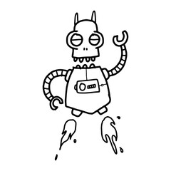 cute robot character illustration hand drawn design