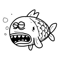 fish in cute animal character illustration design