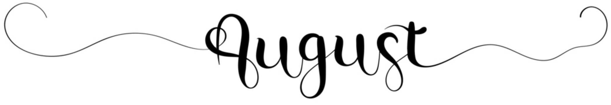 Hello August on ornaments. Illustration Hello AUGUST month
