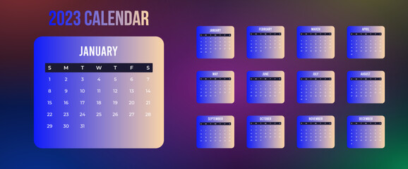 2023 Calendar Template. Calendar for 2023 year