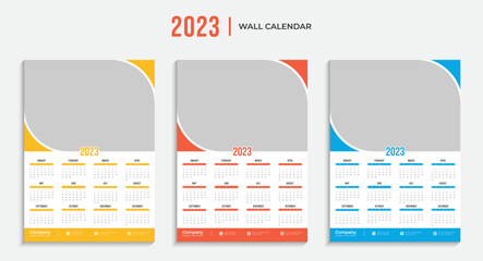 2023 Calendar template vector, Planner for 2023 year, Wall calendar 2023 year, Week Starts on sunday