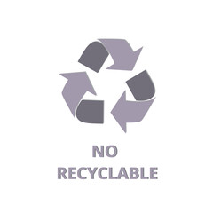 Vector illustration of non-recyclable material symbol in gray color, flat design, vector icon.