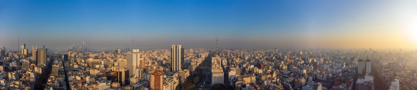 Aerial view of the Obelisk, icon of the city of Buenos Aires. © Erik González