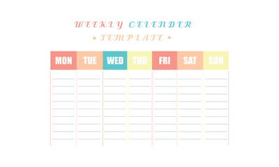 Weekly planner Monday - Sunday info graphics design vector and marketing icons