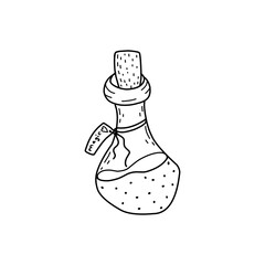 Magic potion for halloween in doodle style on background