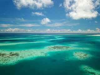 Pristine blue ocean, rock islands in Palau